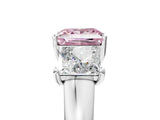 White gold Three-Stone Fancy Pink Princess Cut Cut Solitaire Ring with Classic Prong Setting_5