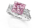 White gold Three-Stone Fancy Pink Princess Cut Diamond Braided Band Ring with Four-Prong Setting_34