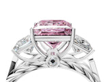 White gold Three-Stone Fancy Pink Princess Cut Diamond Braided Band Ring with Four-Prong Setting_35