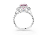 White gold Three-Stone Fancy Pink Princess Cut Diamond Braided Band Ring with Four-Prong Setting_36