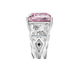 White gold Three-Stone Fancy Pink Princess Cut Diamond Braided Band Ring with Four-Prong Setting_36