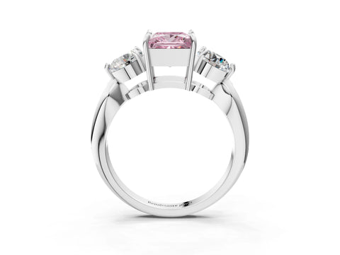 White gold Three-Stone Fancy Pink Princess Cut Diamond Channel Set Engagement Ring with Prong Setting_15