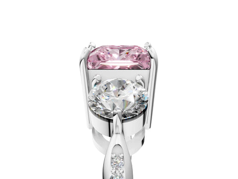 White gold Three-Stone Fancy Pink Princess Cut Diamond Channel Set Engagement Ring with Prong Setting_17