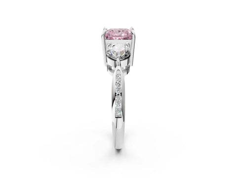 White gold Three-Stone Fancy Pink Princess Cut Diamond Channel Set Engagement Ring with Prong Setting_26