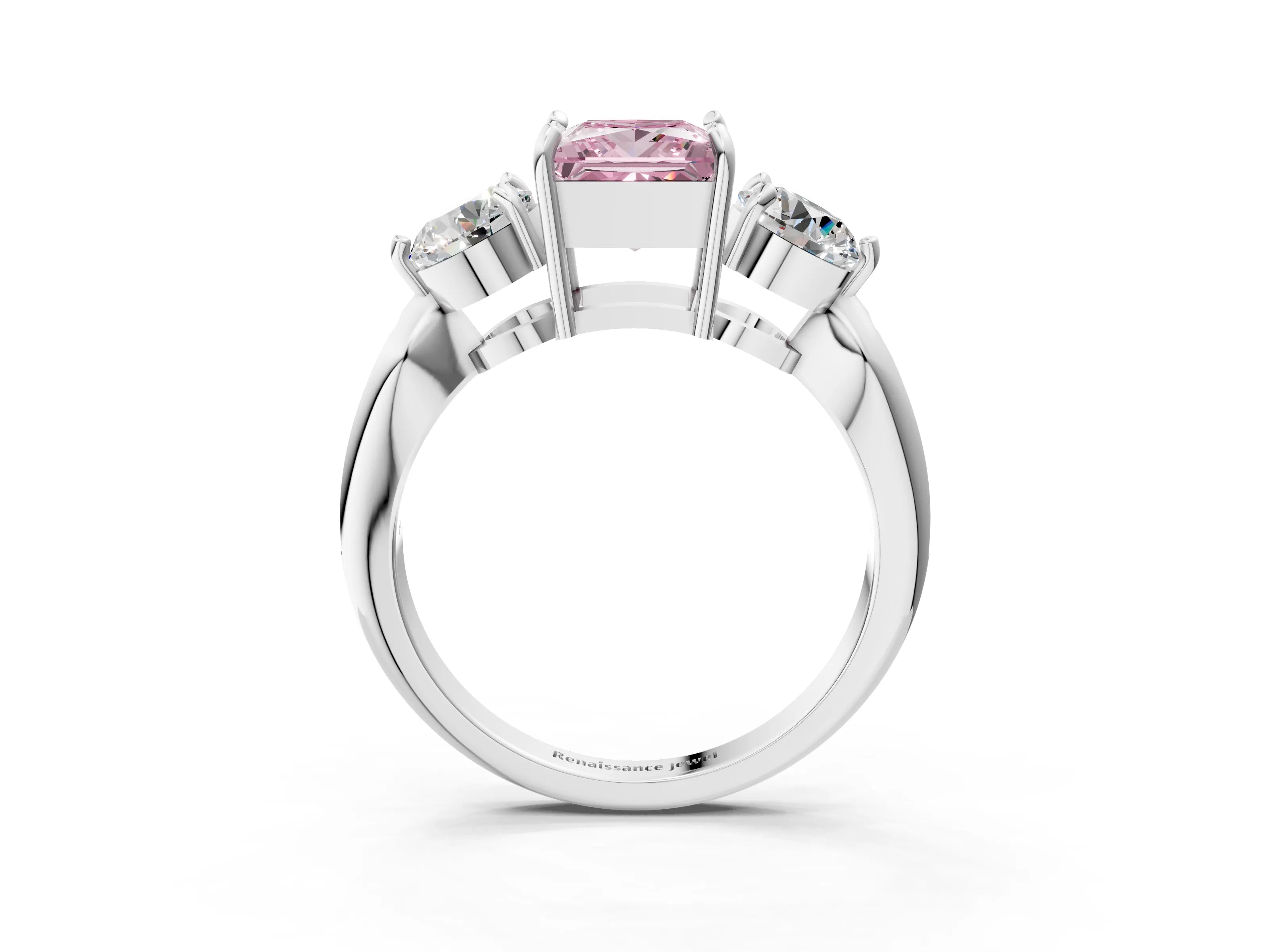 White gold Three-Stone Fancy Pink Princess Cut Diamond Channel Set Engagement Ring with Prong Setting_27