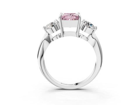 White gold Three-Stone Fancy Pink Princess Cut Diamond Channel Set Engagement Ring with Prong Setting_27