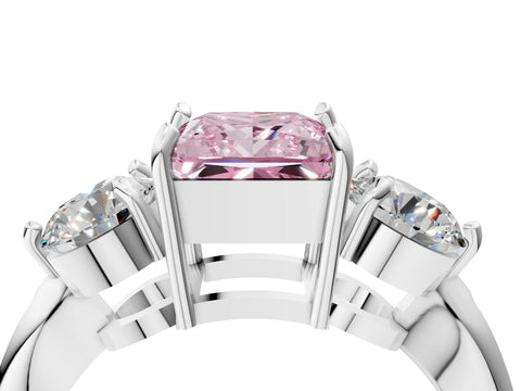 White gold Three-Stone Fancy Pink Princess Cut Diamond Channel Set Engagement Ring with Prong Setting_28