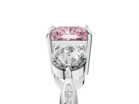 White gold Three-Stone Fancy Pink Princess Cut Diamond Channel Set Engagement Ring with Prong Setting_29