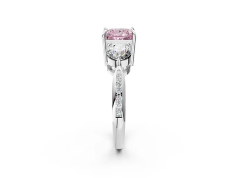 White gold Three-Stone Fancy Pink Princess Cut Diamond Channel Set Engagement Ring with Prong Setting_2