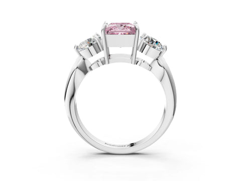 White gold Three-Stone Fancy Pink Princess Cut Diamond Channel Set Engagement Ring with Prong Setting_3