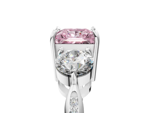 White gold Three-Stone Fancy Pink Princess Cut Diamond Channel Set Engagement Ring with Prong Setting_5