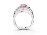 White gold Three-Stone Fancy Pink Princess Cut Diamond Engagement Ring with Pave Band and Prong Setting_15