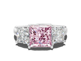 White gold Three-Stone Fancy Pink Princess Cut Diamond Engagement Ring with Prong Setting_15