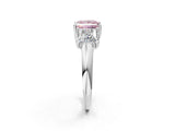 White gold Three-Stone Fancy Pink Princess Cut Diamond Engagement Ring with Prong Setting_17