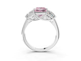 White gold Three-Stone Fancy Pink Princess Cut Diamond Engagement Ring with Prong Setting_18