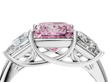 White gold Three-Stone Fancy Pink Princess Cut Diamond Engagement Ring with Prong Setting_19