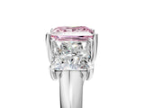White gold Three-Stone Fancy Pink Princess Cut Diamond Engagement Ring with Prong Setting_20