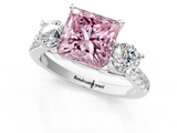White gold Three-Stone Fancy Pink Princess  Cut Diamond Pavé Band with Four-Prong Setting_11