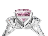 White gold Three-Stone Fancy Pink Princess  Cut Diamond Pavé Band with Four-Prong Setting_14