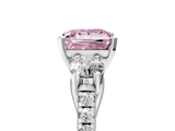 White gold Three-Stone Fancy Pink Princess  Cut Diamond Pavé Band with Four-Prong Setting_15