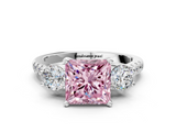 White gold Three-Stone Fancy Pink Princess  Cut Diamond Pavé Band with Four-Prong Setting_27