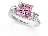White gold Three-Stone Fancy Pink Princess  Cut Diamond Pavé Band with Four-Prong Setting_28