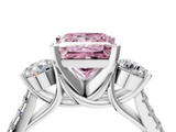 White gold Three-Stone Fancy Pink Princess  Cut Diamond Pavé Band with Four-Prong Setting_4