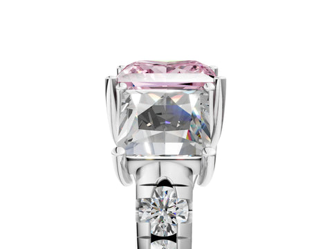 White gold Three-Stone Fancy Pink Princess Cut Diamond Pavé Band with Prong Setting_17
