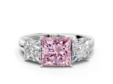 White gold Three-Stone Fancy Pink Princess  Cut Diamond Ring with Channel-Set Band and Four-Prong Setting_17