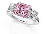 White gold Three-Stone Fancy Pink Princess  Cut Diamond Ring with Channel-Set Band and Four-Prong Setting_18
