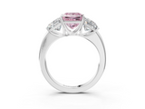 White gold Three-Stone Fancy Pink Princess  Cut Diamond Ring with Channel-Set Band and Four-Prong Setting_20