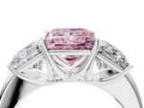 White gold Three-Stone Fancy Pink Princess  Cut Diamond Ring with Channel-Set Band and Four-Prong Setting_21