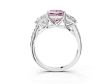 White gold Three-Stone Fancy Pink Princess Cut Diamond Ring with Pavé Band and Prong Setting_110