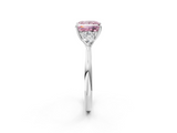 White gold Three-Stone Fancy Pink Princess  Cut Diamond Ring with Pear Side Stones in Four-Prong Setting_2