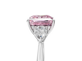 White gold Three-Stone Fancy Pink Princess  Cut Diamond Ring with Pear Side Stones in Four-Prong Setting_5