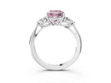White gold Three-Stone Fancy Pink Princess Cut Diamond Ring with Pear  Side Stones in Four-Prong Setting_63