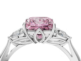White gold Three-Stone Fancy Pink Princess Cut Diamond Ring with Pear  Side Stones in Four-Prong Setting_64