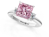 White gold Three-Stone Fancy Pink Princess  Cut Diamond Solitaire with Prong Setting and Classic Band_1