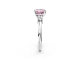 White gold Three-Stone Fancy Pink Princess  Cut Diamond Solitaire with Prong Setting and Classic Band_2