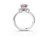 White gold Three-Stone Fancy Pink Princess  Cut Diamond Solitaire with Prong Setting and Classic Band_3