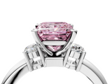 White gold Three-Stone Fancy Pink Princess  Cut Diamond Solitaire with Prong Setting and Classic Band_4