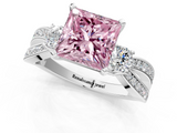 White gold Three-Stone Fancy Pink Princess  Cut Diamond Twist Band with Prong Setting_1