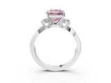 White gold Three-Stone Fancy Pink Princess  Cut Diamond Twist Band with Prong Setting_3