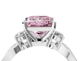 White gold Three-Stone Fancy Pink Princess  Cut Diamond Twist Band with Prong Setting_4