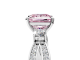 White gold Three-Stone Fancy Pink Princess  Cut Diamond Twist Band with Prong Setting_5