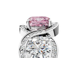 White gold Three-Stone Fancy Pink Princess Cut Diamond Wave Pave Band with Prong Setting_5