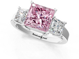 White gold Three-Stone Fancy Pink Princess  Cut Solitaire Ring with Prong Setting_4