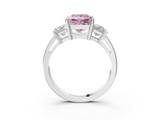 White gold Three-Stone Fancy Pink Princess  Cut Solitaire Ring with Prong Setting_6