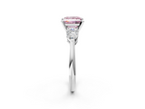 White gold Three-Stone Fancy Pink Princess  Diamond Ring with Pear Side Stones in Four-Prong Setting_2