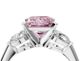White gold Three-Stone Fancy Pink Princess  Diamond Ring with Pear Side Stones in Four-Prong Setting_4